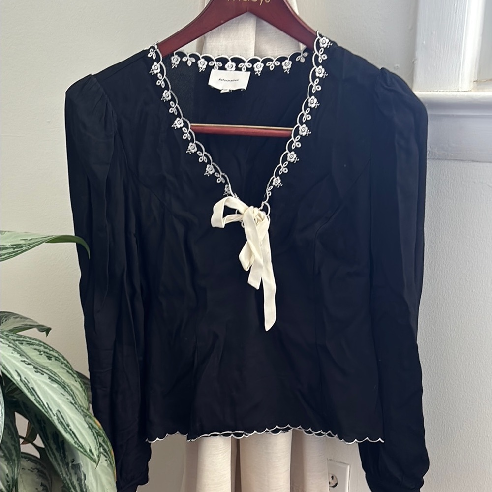 Reformation Blouse with White Accents